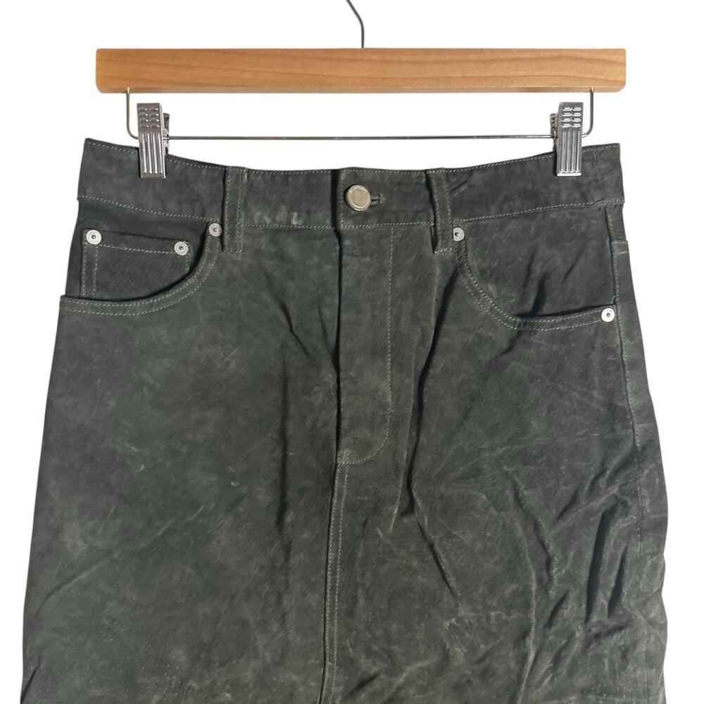 BlankNYC Hunter Green Retro Suede Leather Front Slit Pencil Midi Skirt Size 27 - Picture 7 of 16
